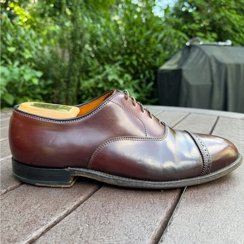 Alden Men's Burgundy/Brown Cap-Toe Blucher Oxfords